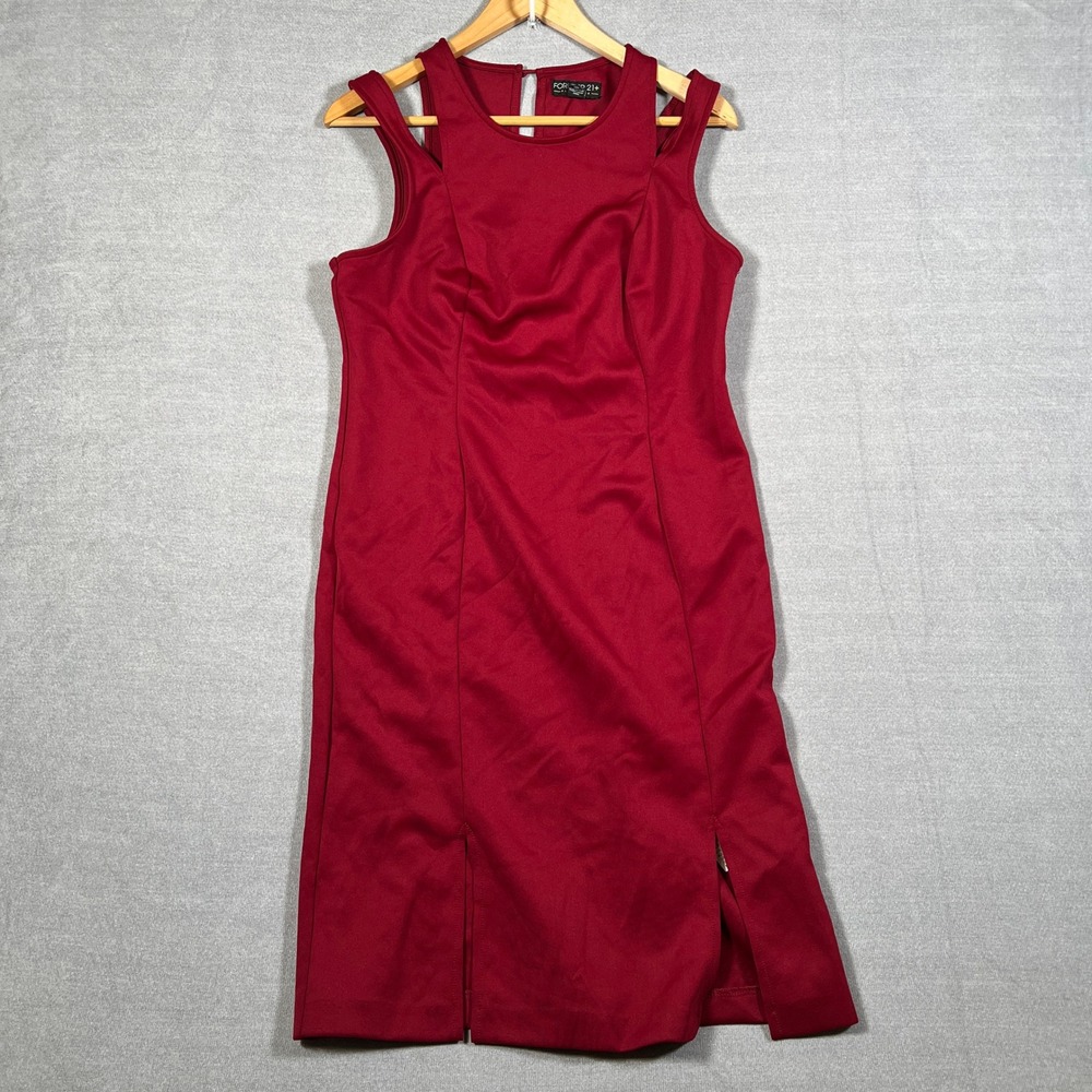 Forever 21+ Sheath Cold Shoulder Cut Out Midi Dress Women 1X Red Polyester